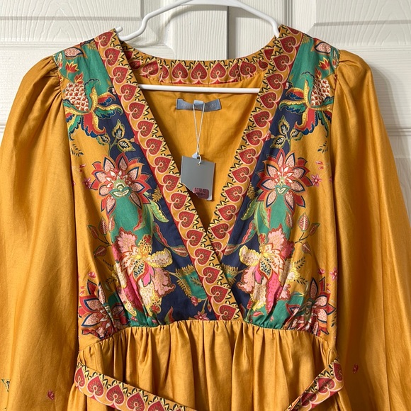 NWT ANTONIO MELANI Emma Floral Tropical Printed Voile Surplice V-Neck Dress - Picture 7 of 8